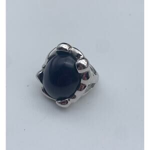 Lia Sophia “Pool” Silver Tone w/Dark Blue Center Stone Large Statement Ring Sz 7